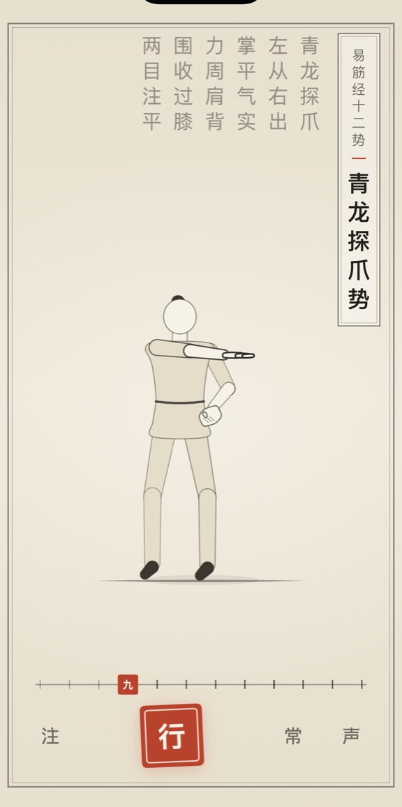 青龙探爪势的线描演示