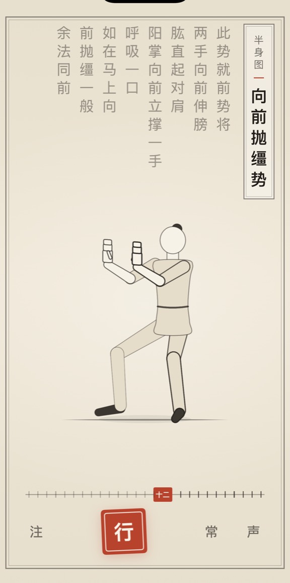 向前抛缰势的线描演示