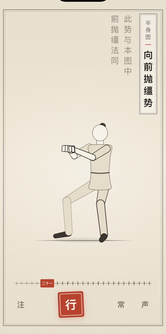 向前抛缰势的线描演示