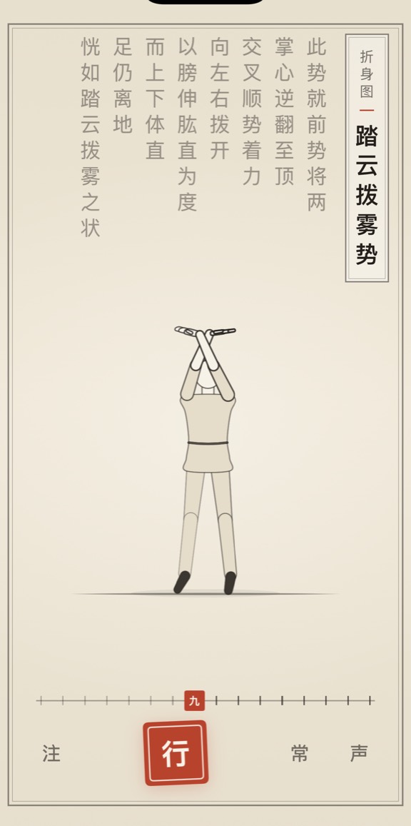 踏云拨雾势的线描演示