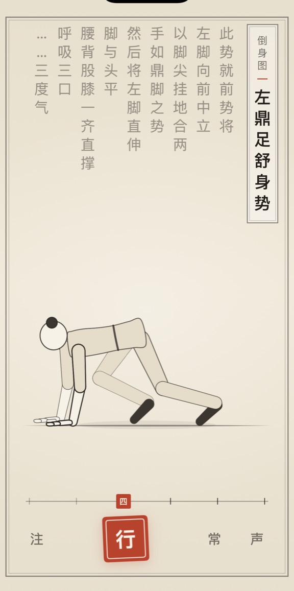 左鼎足舒身势的线描演示