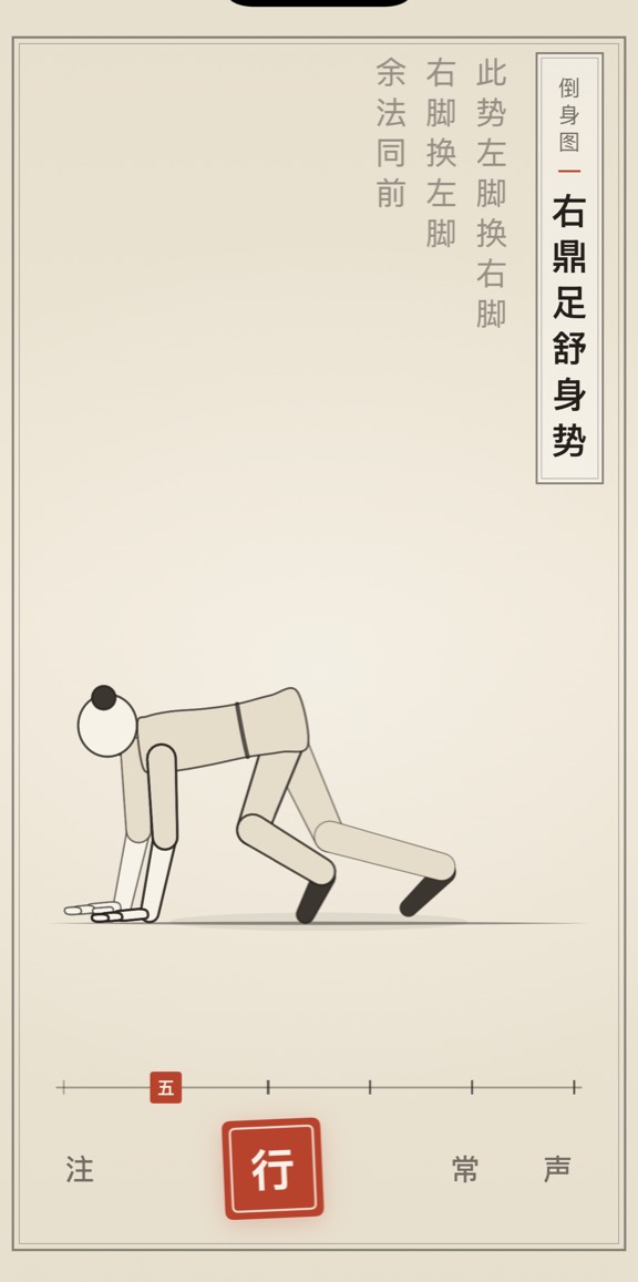 右鼎足舒身势的线描演示
