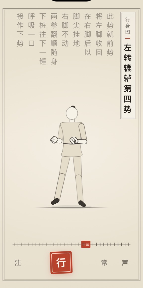 左转辘轳第四势的线描演示