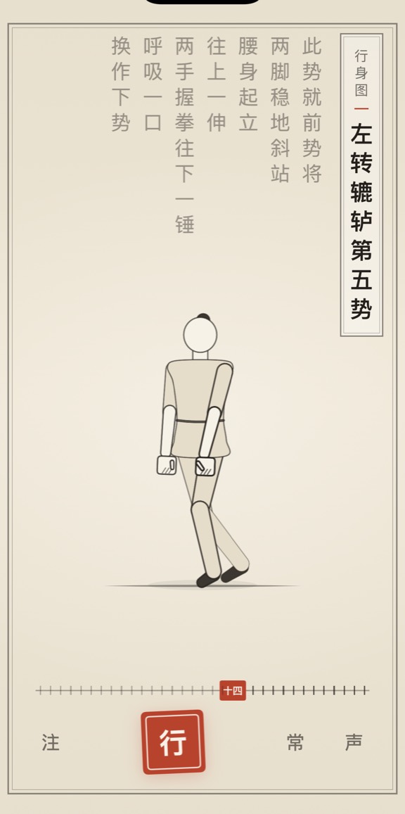 左转辘轳第五势的线描演示