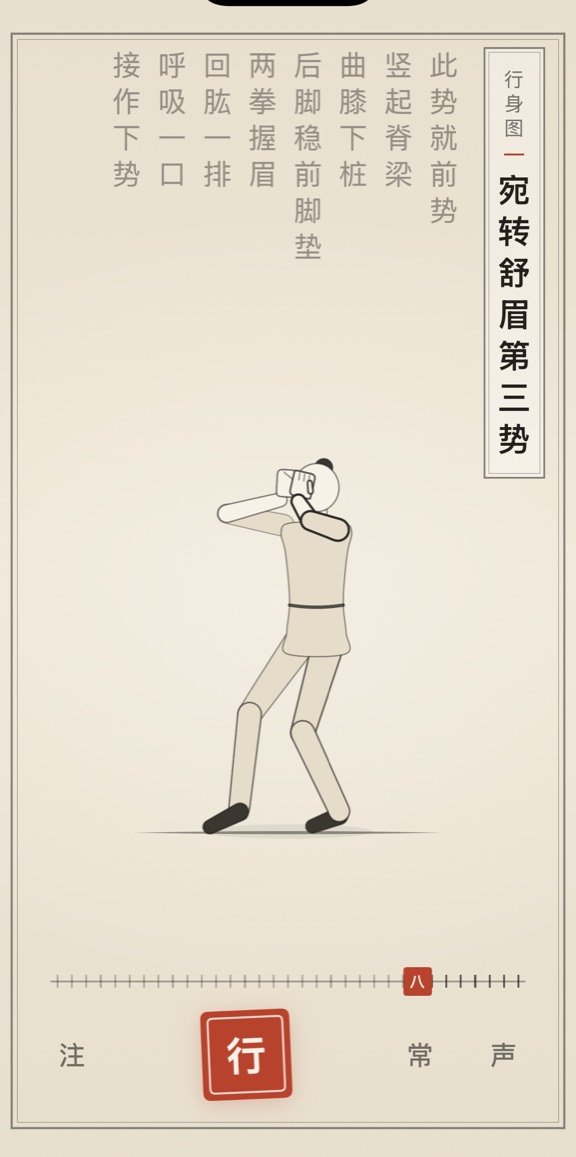 宛转舒眉第三势的线描演示