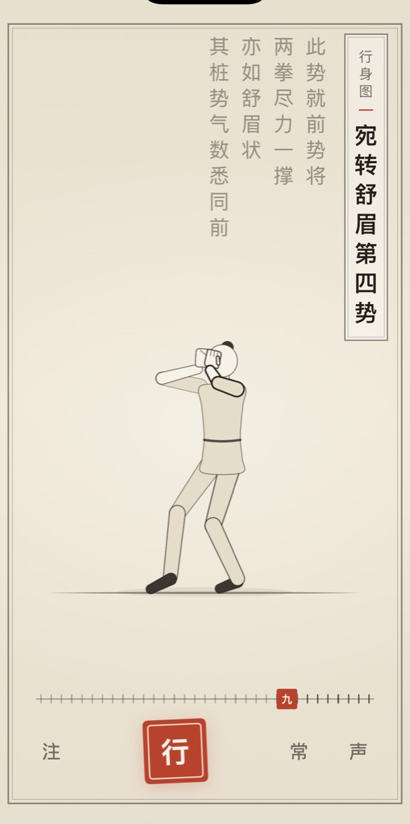 宛转舒眉第四势的线描演示